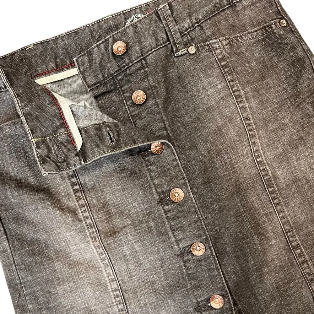 GAP 1969 Limited Edition Straight Denim Skirt Botton Front Black Wash Size 2